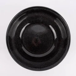 Schale Bowl mit gewelltem Rand reactive glaze reaktive Glasur schwarz 17,5x6,5cm