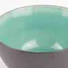 Schale reactive glaze reaktive Glasur schwarz türkis14x7,5cm