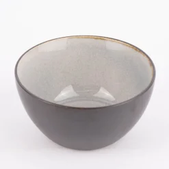 Schale reactive glaze reaktive Glasur schwarz hellgrau 14x7,5cm
