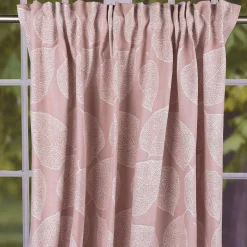 Schal Vorhang Fertiggardine Jacquard mit Schlaufenband Blätter rosa 142x245cm