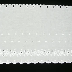 Scheibengardine Batist mit Lochstickerei Blumen weiß 27cm hoch