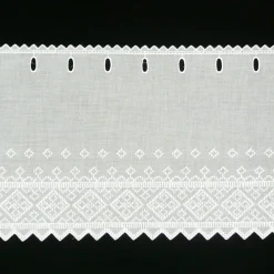 Scheibengardine Batist mit Rauten Stickerei weiß 27cm hoch