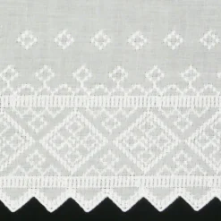 Scheibengardine Batist mit Rauten Stickerei weiß 27cm hoch