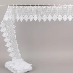 Scheibengardine Häkelgardine Spitze Herz weiß nähfrei 16cm