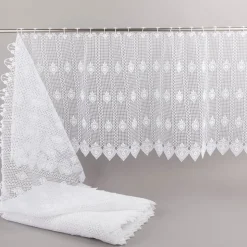 Scheibengardine Häkelgardine Spitze Herz weiß nähfrei 40 cm