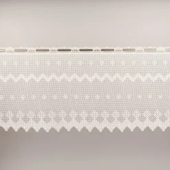 Scheibengardine Häkelspitze Stickerei Pik Karo weiß 40 cm Breite