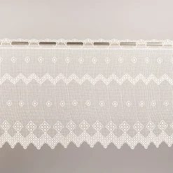 Scheibengardine Häkelspitze Stickerei Pik Karo weiß 40 cm Breite