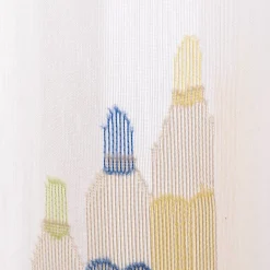 Scheibengardine Kinderzimmer transparente Meterware mit Schlaufen Stifte wollweiß bunt 46cm Höhe