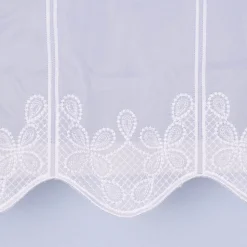 Scheibengardine Meterware Voile Stickerei Ornamente nähfrei weiß 30cm Höhe