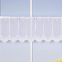 Scheibengardine Meterware Voile Stickerei Ornamente nähfrei weiß 30cm Höhe