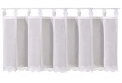Scheibengardine mit Schlaufen Makramee Spitze weiß 30x140cm (HxB)