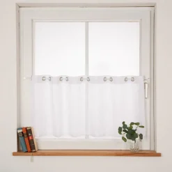 Scheibengardine mit Ösen uni Voile weiß 50x145cm (HxB)