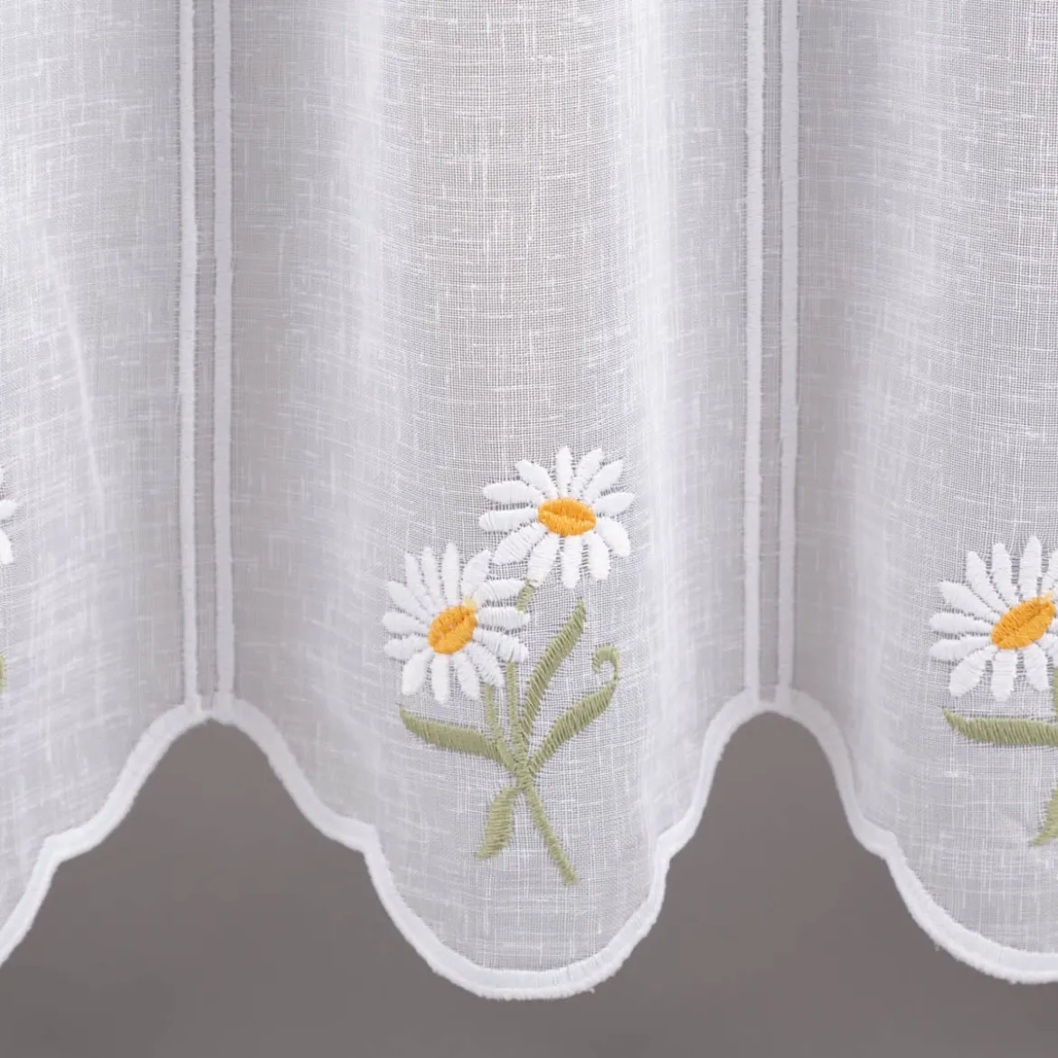 Scheibengardinen Meterware nähfrei Stickerei Blumen weiß 60cm Höhe