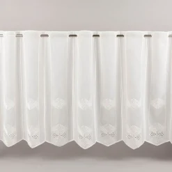 Scheibengardinen Meterware nähfrei Voile Stickerei Abstrakt wollweiß 60cm Höhe