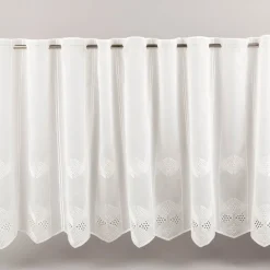 Scheibengardinen Meterware nähfrei Voile Stickerei Abstrakt wollweiß 60cm Höhe