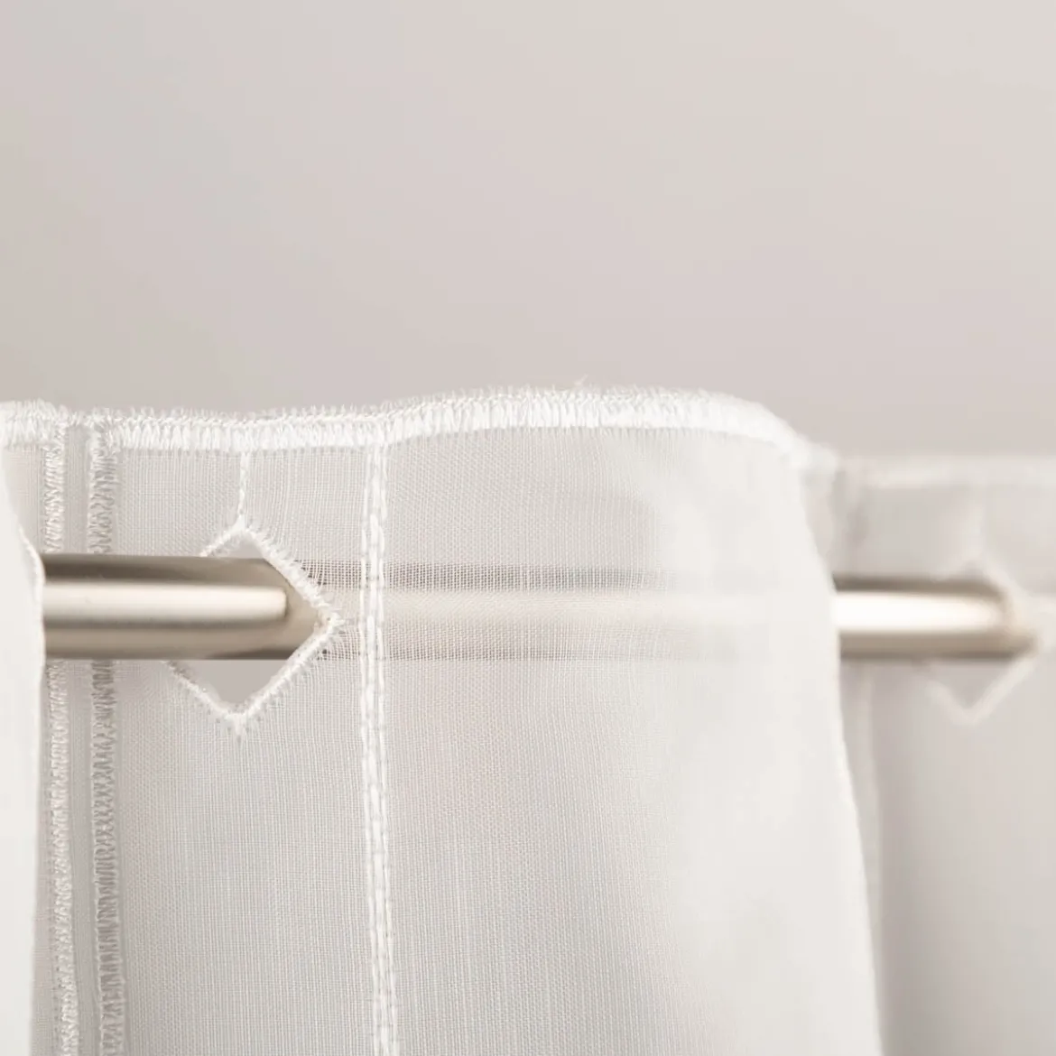 Scheibengardinen Meterware nähfrei Voile Stickerei Abstrakt wollweiß 100cm Höhe