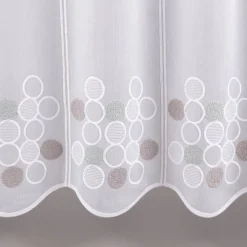 Scheibengardinen Meterware nähfrei Voile Stickerei Kreise weiß grün grau 60cm Höhe