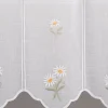 Scheibengardinen Meterware nähfrei Stickerei Blumen weiß 30cm Höhe