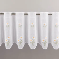 Scheibengardinen Meterware nähfrei Stickerei Blumen weiß 30cm Höhe