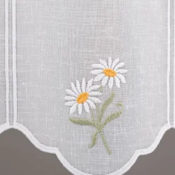 Scheibengardinen Meterware nähfrei Stickerei Blumen weiß 30cm Höhe