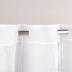 Scheibengardinen Meterware nähfrei Organza Stickerei abstrakt weiß beige grau 30cm Höhe