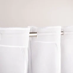 Scheibengardinen Meterware nähfrei Organza Stickerei abstrakt weiß beige grau 50 cm Höhe