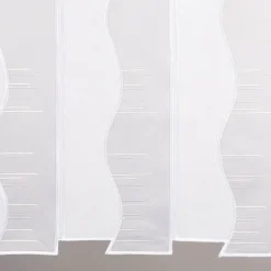 Scheibengardinen Meterware nähfrei Organza Stickerei abstrakt weiß beige grau 50 cm Höhe