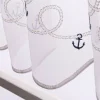 Scheibengardinen Meterware nähfrei Stickerei Voile maritim Anker weiß blau 30cm Höhe