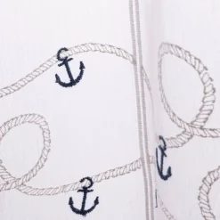 Scheibengardinen Meterware nähfrei Stickerei Voile maritim Anker weiß blau 30cm Höhe