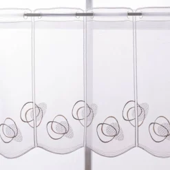 Scheibengardinen Meterware nähfrei Stickerei Voile abstrakt weiß beige 45cm Höhe