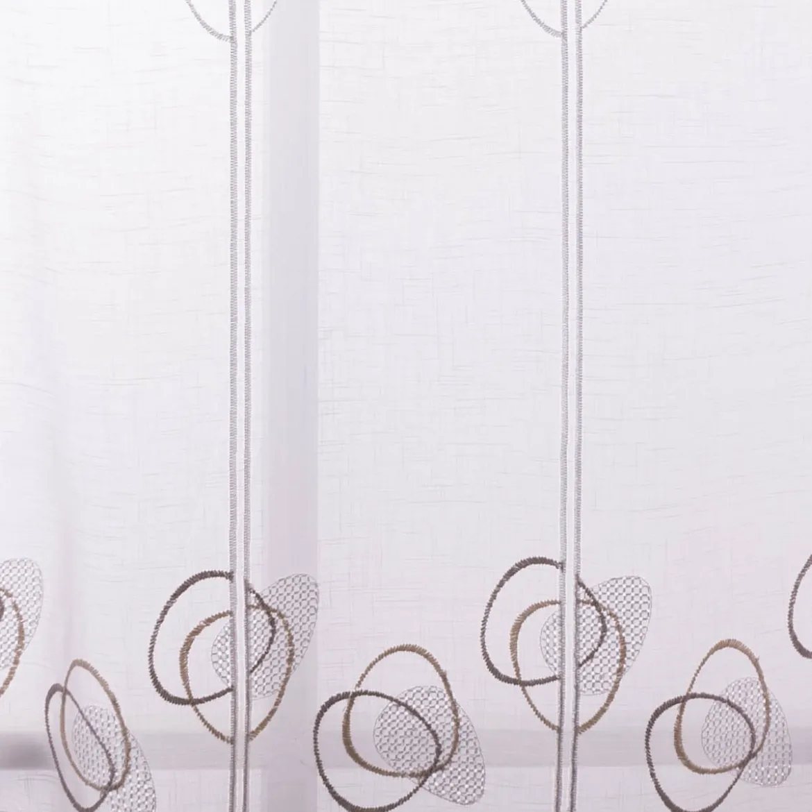 Scheibengardinen Meterware nähfrei Stickerei Voile abstrakt weiß beige 45cm Höhe