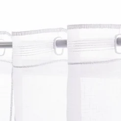 Scheibengardinen Meterware nähfrei Stickerei Voile abstrakt weiß beige 45cm Höhe