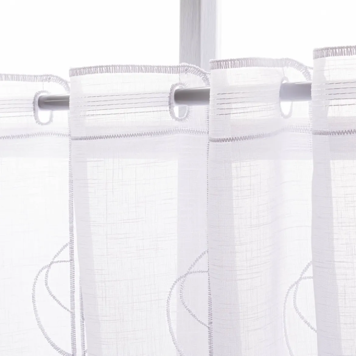 Scheibengardinen Meterware nähfrei Stickerei Voile abstrakt weiß beige 60cm Höhe