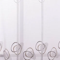 Scheibengardinen Meterware nähfrei Stickerei Voile abstrakt weiß beige 60cm Höhe