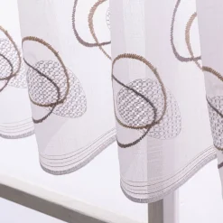 Scheibengardinen Meterware nähfrei Stickerei Voile abstrakt weiß beige 60cm Höhe
