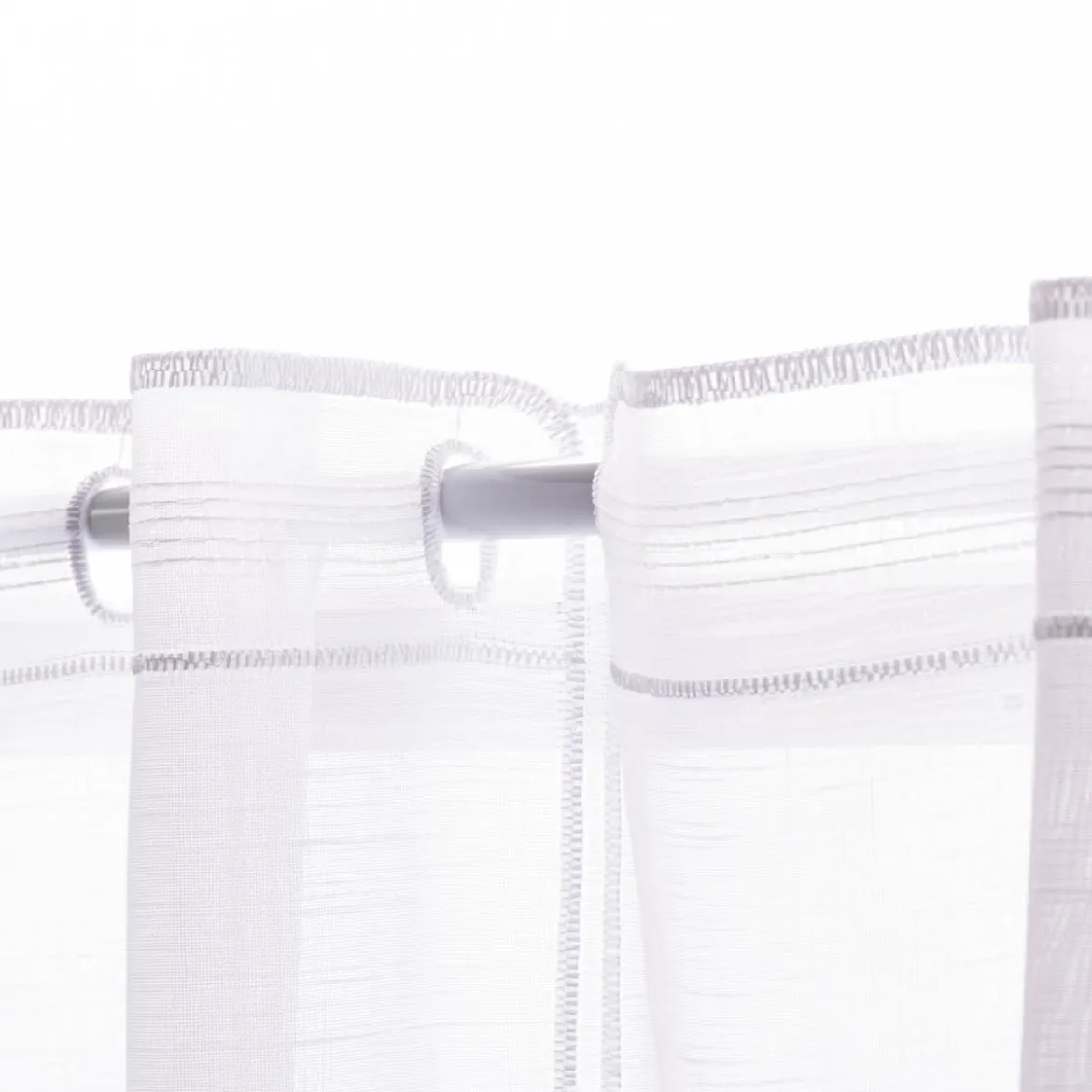 Scheibengardinen Meterware nähfrei Stickerei Voile abstrakt weiß beige 90cm Höhe