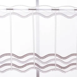 Scheibengardinen Meterware nähfrei Boho Fransen weiß grau 45cm Höhe