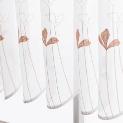 Scheibengardinen Meterware nähfrei Stickerei Voile Blumen weiß lachsrosa 45cm Höhe