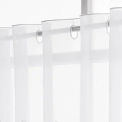 Scheibengardinen Meterware nähfrei Stickerei Voile Blumen weiß lachsrosa 45cm Höhe