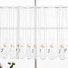 Scheibengardinen Meterware nähfrei Stickerei Voile Blumen weiß blau 60cm Höhe