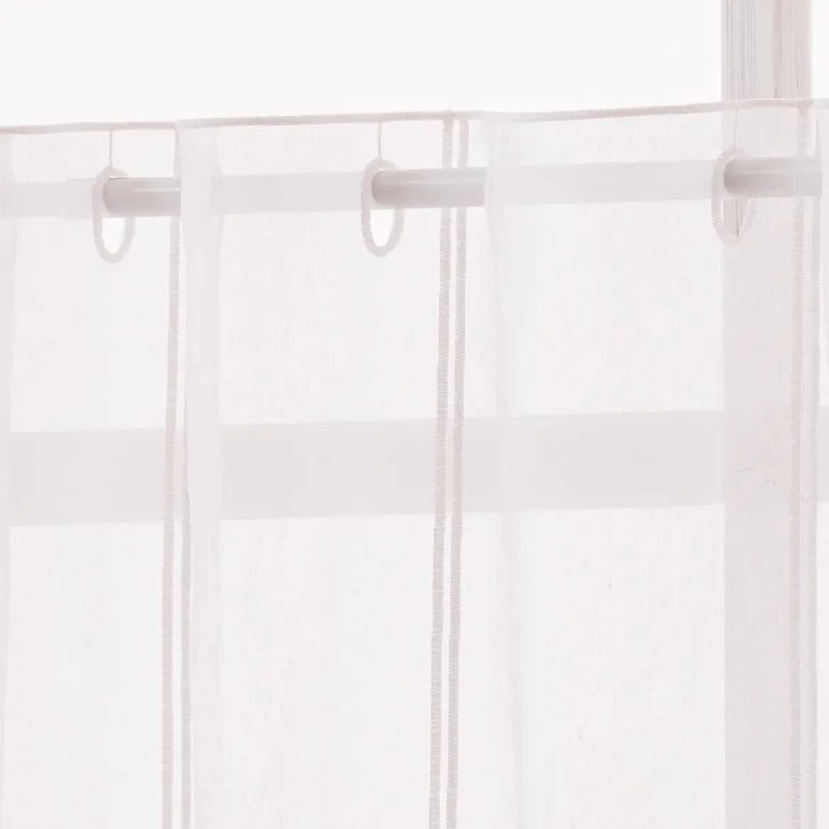 Scheibengardinen Meterware nähfrei Stickerei Voile Blumen weiß 45cm Höhe
