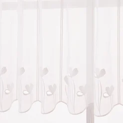 Scheibengardinen Meterware nähfrei Stickerei Voile Blumen weiß 45cm Höhe