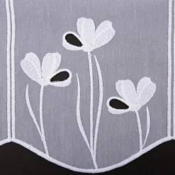 Scheibengardinen Meterware nähfrei Stickerei Voile Blumen weiß 45cm Höhe