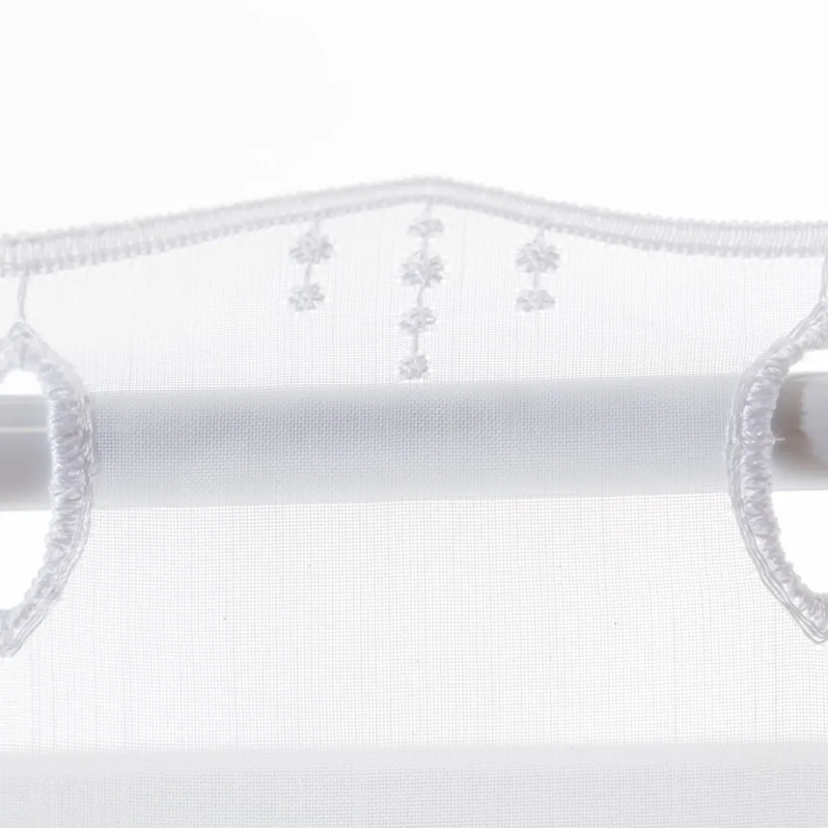 Scheibengardinen Meterware nähfrei Stickerei Pünktchen weiß 45cm Höhe