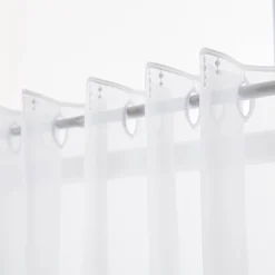 Scheibengardinen Meterware nähfrei Stickerei Pünktchen weiß 45cm Höhe