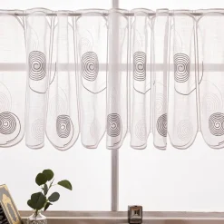 Scheibengardinen Meterware nähfrei Spiralen weiß grau 45cm Höhe