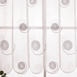 Scheibengardinen Meterware nähfrei Spiralen weiß grau 100cm Höhe