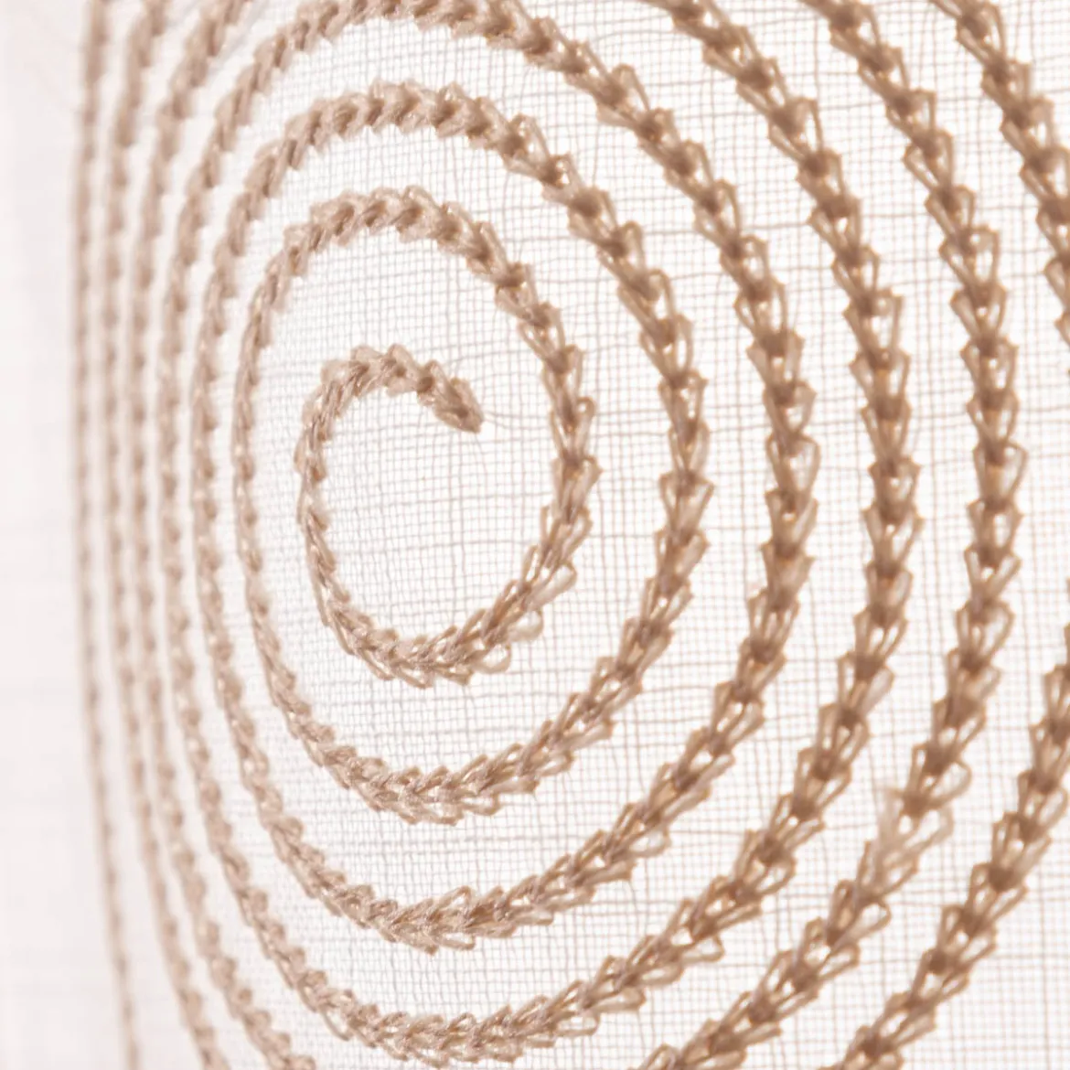 Scheibengardinen Meterware nähfrei Spiralen weiß beige 45cm Höhe