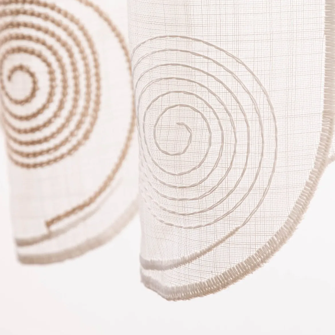 Scheibengardinen Meterware nähfrei Spiralen weiß beige 75cm Höhe