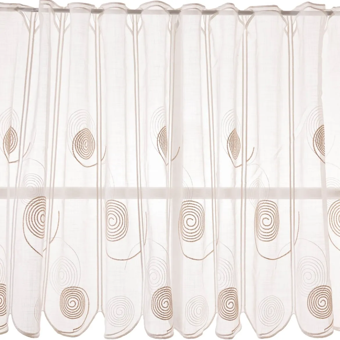 Scheibengardinen Meterware nähfrei Spiralen weiß beige 75cm Höhe